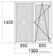Окно двустворчатое Steko 1400х1300